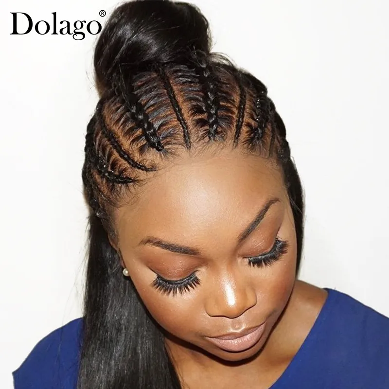 

Glueless Full Lace Human Hair Wigs Pre Plucked For Women 130% Density Brazilian Straight Lace Wig With baby Hair Black Dolago
