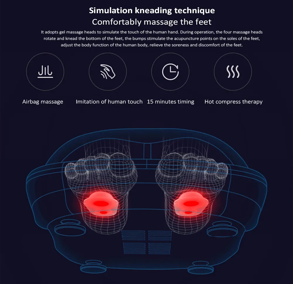 Xiaomi LERAVAN, 3 уровня разминания, 3D, массаж головы, массажер для ног, расслабление тела, массаж мышц, давление воздуха, горячий компресс, терапия