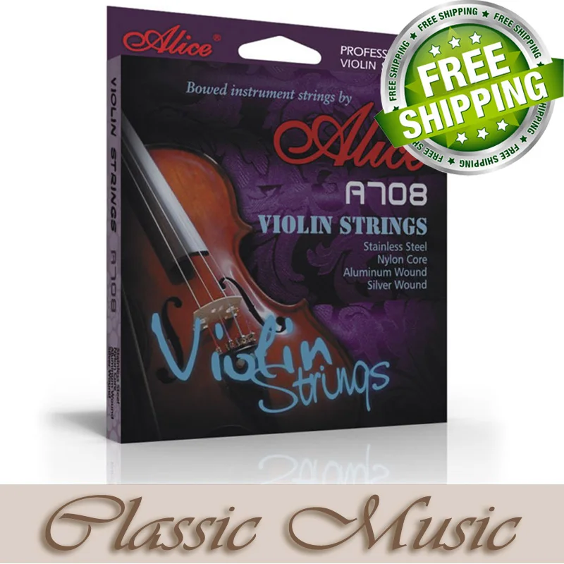 

Freeshipping! Alice A708 Nylon Violin Strings,Full set (5 strings), made in China, for 4/4,Freeshipping