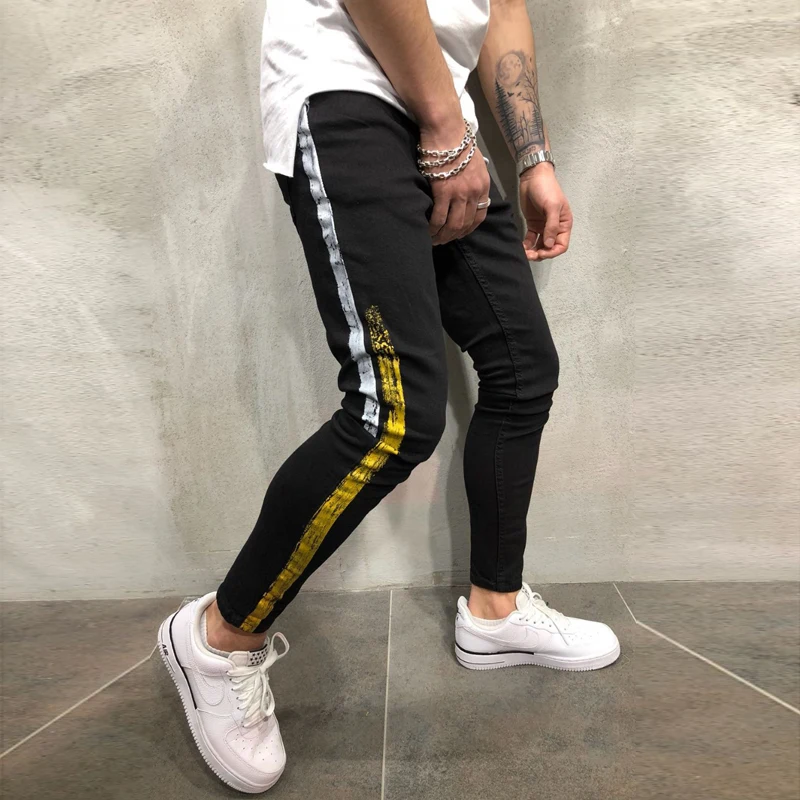 black side stripe jeans