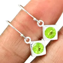 Эксклюзивное ручной работы перидотовые серьги, Серебро 925 пробы, 25 мм, 2,5 г, AE0268