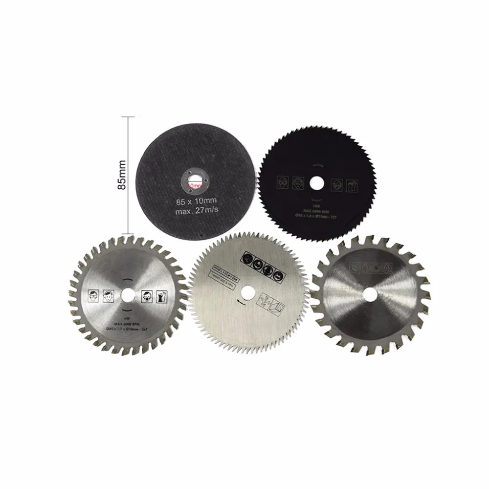 5 шт. HSS циркулярная Пила TCT лезвие Набор 85x10 мм режущие диски для Dremel металлический резак роторный инструмент режущий набор дисков