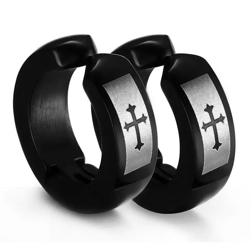 

VNOX Cute Hoop Earrings for Men Punk Stainless Steel Huggie Small Earrings 4 Color