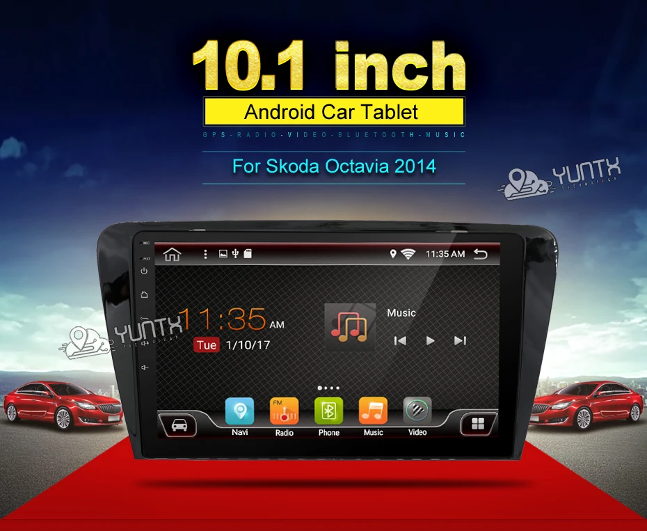 Cheap 2 Din Car DVD GPS For Skoda Octavia 2014 A 5 A5 Yeti Fabia Pure Android 7.1 Quad Core CPU Stereo Radio Navigation Player 12