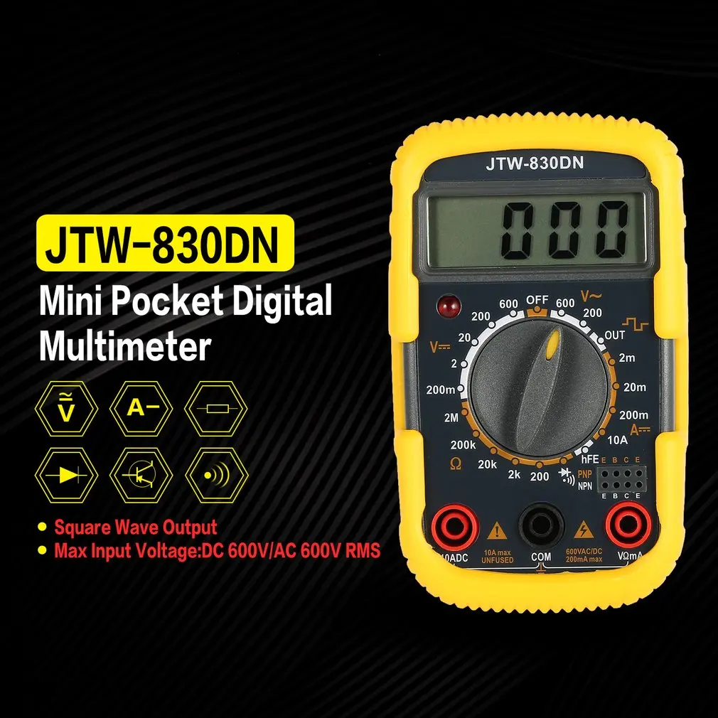 JTW 830DN ручной Мини цифровой мультиметр 1999 отсчетов переменного/постоянного тока