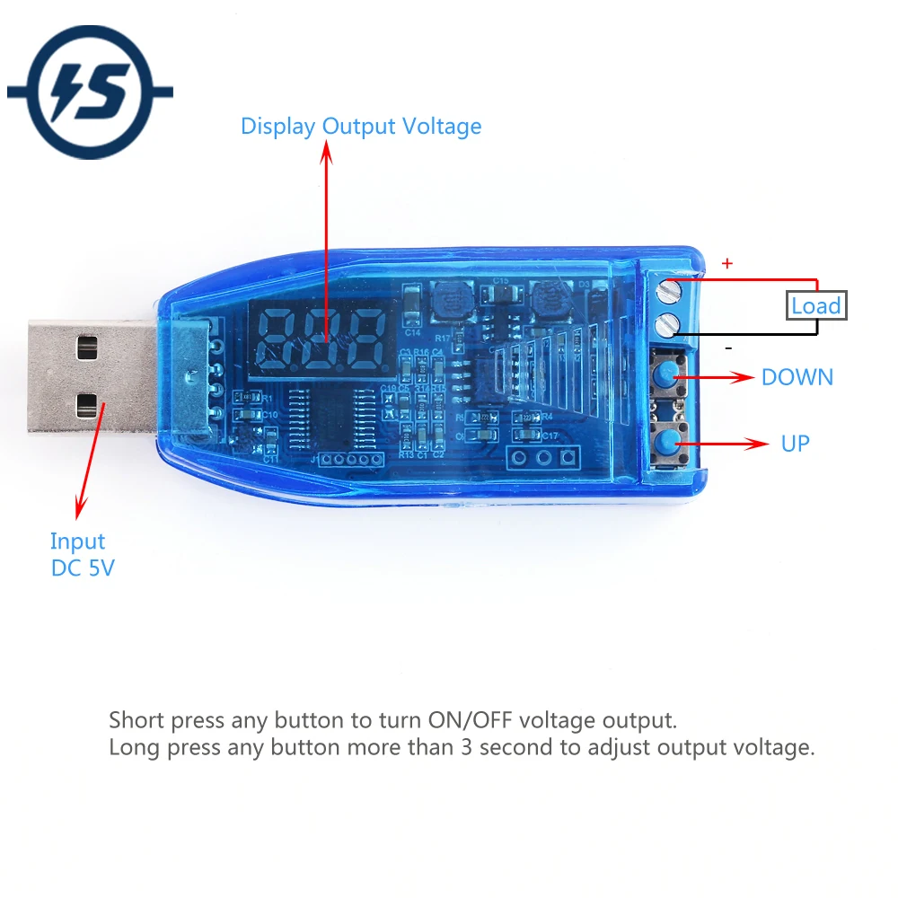 USB повышающий/уменьшающий модуль питания DC 5 В до 3 9 12 24 зеленый дисплей