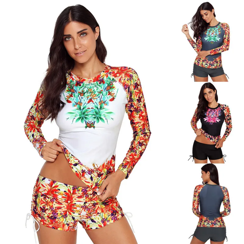 Tankini Bikini Newest Print Floral Quick drying Surfing Swimwear Sport