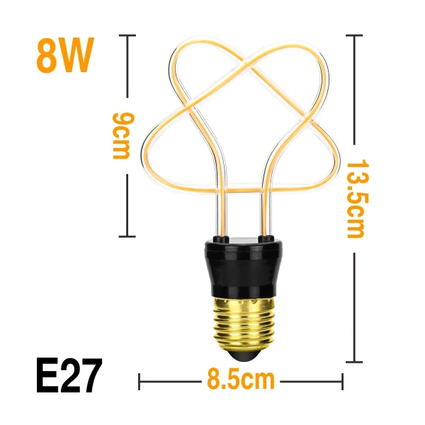 Светодиодный светильник Эдисона E27 8 Вт AC 220 В, новинка, уникальный светодиодный светильник с нитью накаливания, винтажный светильник, спиральный дизайн, ретро лампы, теплый желтый - Испускаемый цвет: JH-K