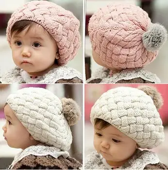 

Hot! 2016 Baby Hat children photography props Doug, hair CROCHET BEANIE HAT toddler 4 months ~3 year old girl free shipping