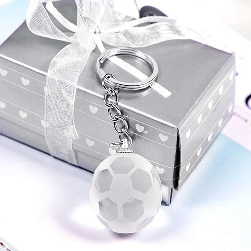 50 шт светодиодный свет хрустальный шар брелок Футбол Баскетбол Гольф кольцо для ключей девичник подарок для свадьбы подарок для гостя