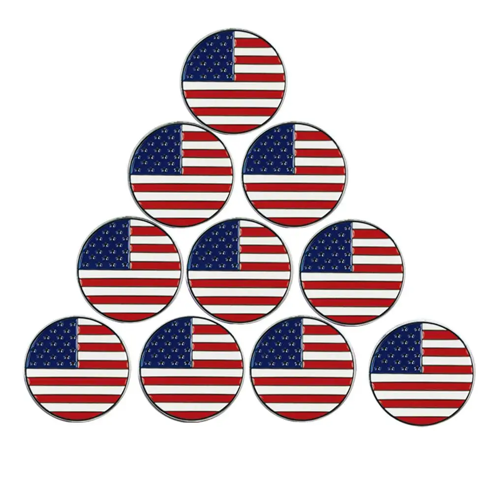 PINMEI Наборы маркеров для мяча для гольфа - Цвет: 10pcs USA flag