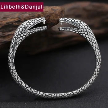 

Thailand 925 Sterling Silver Bangle Men Jewelry Punk Snake Opening Bracelet Bangle Gift Fine Jewelry loom band B10