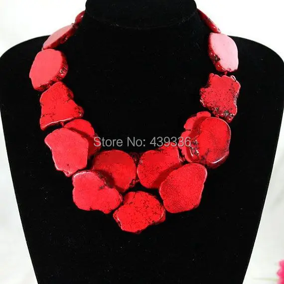 Массивное ожерелье, красный натуральный камень ожерелье, модное ожерелье