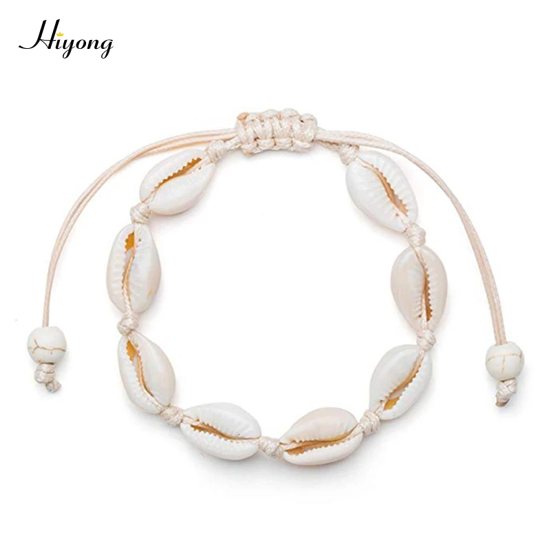 

HIYONG Summer Beach Natural Shell Necklace Bracelet Adjustable Boho Hawaii Cowrie Shell Bracelet for Women Girls Jewelry Gifts