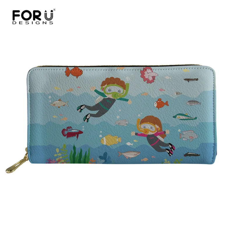L4663Z21 FORUDESIGNS/дизайнерский клатч на молнии для женщин, с принтом для дайвинга, женский кошелек, Женская визитница для телефона, кошелек - Цвет: L4663Z21