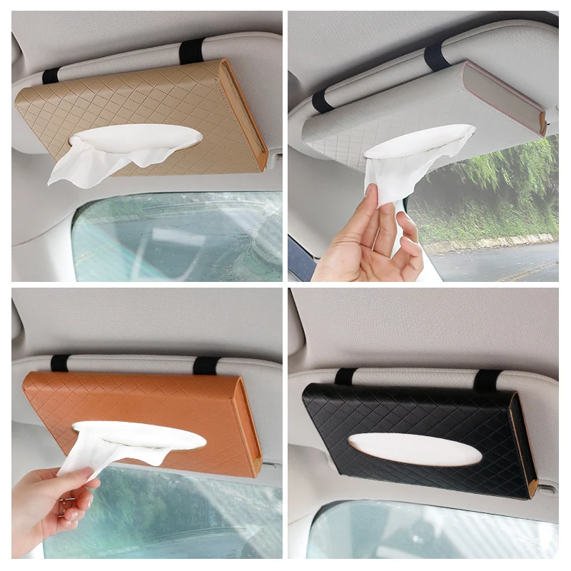 car Sun Visor Tissue Box Car hanging Leather Holder Stowing Tidying Car