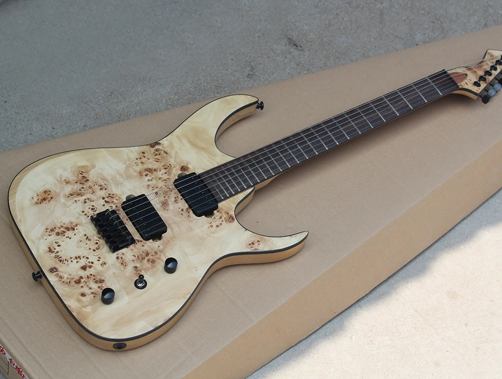 

Wholesale ASH Electric Guitar with Tree-burl Veneer,Rosewood Fretboard Without Inlay,Black Binding,offering customized services