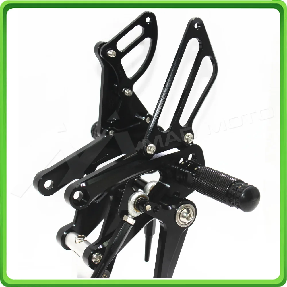 CNC Adjustable Rear Sets Rearset Footrest Foot Rest Pegs for Aprilia RSV4 ( R  FACTORY ) APRC ABS 2013 2014 2015 2016 Black (5)