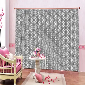 

High quality custom 3d curtain fabric chinese pattern Curtain Luxury Blackout grey curtains