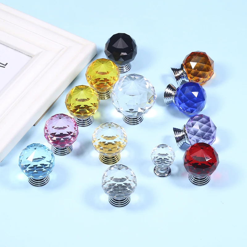 Colorful Crystal Glass Knobs Cabinet Handles Crystal Ball Cupboard Pulls  (7)