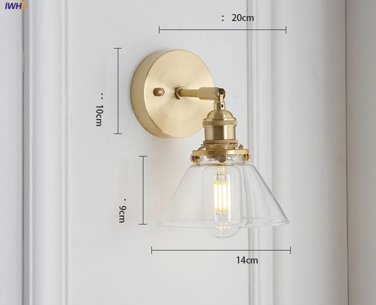 IWHD скандинавский медный настенный светильник в винтажном стиле для спальни рядом со стеклом современный светодиодный настенный светильник s светильники зеркальный светильник для ванной комнаты Wandlamp Edison