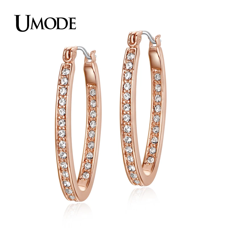 UMODE Овальные серьги кольца с покрытием из розового золота 18к украшенное