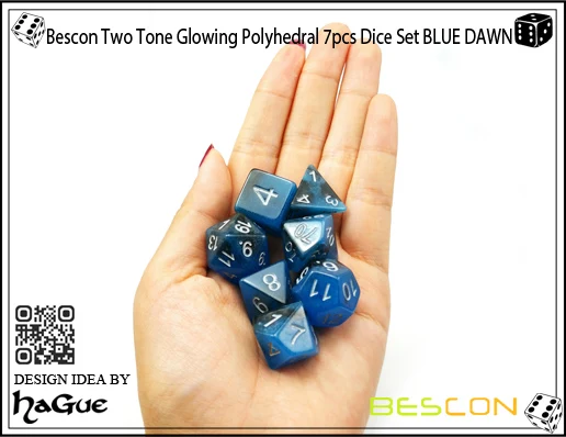 Bescon Two Tone Glowing Polyhedral 7pcs Dice Set BLUE DAWN-8