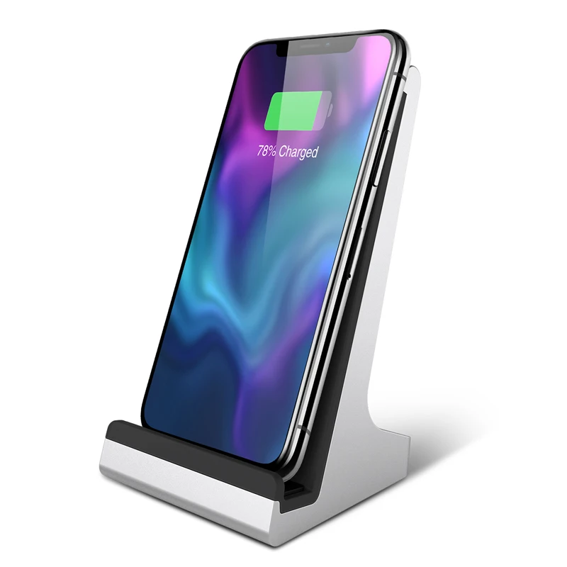 

Bestand 2-coil QI Wireless Charging Dock Charger Stand for iPhone 8/X/8 Plus and All Qi-Enabled Phones, Aluminium Alloy