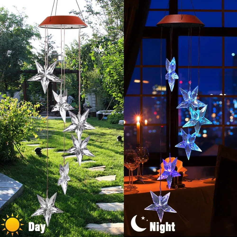 

Outdoor Waterproof Solar Powered LED Color Changing Light Mobile Wind Chimes for Home Party Festival Garden kids room Decoration