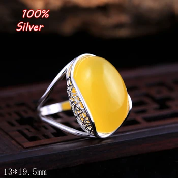 

2018 New Fashion 925 Sterling Silver Color 13*20MM Base Inlaid Wax Turquoise Ring Blanks Settings Adjustable Ring DIY Jewelry