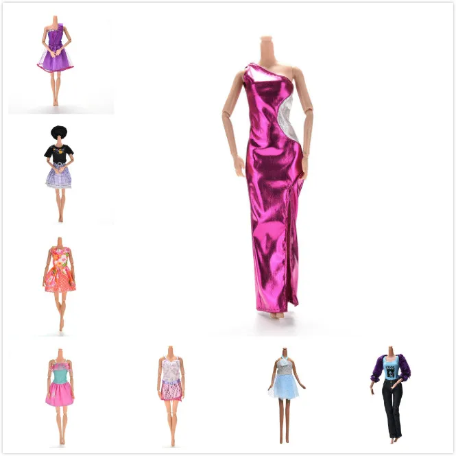 1SET Mixed Styles Handmade For Girl Dress Mini Doll Dress For Girl Dolls Party Slim Dresses Clothing Christmas Accessories
