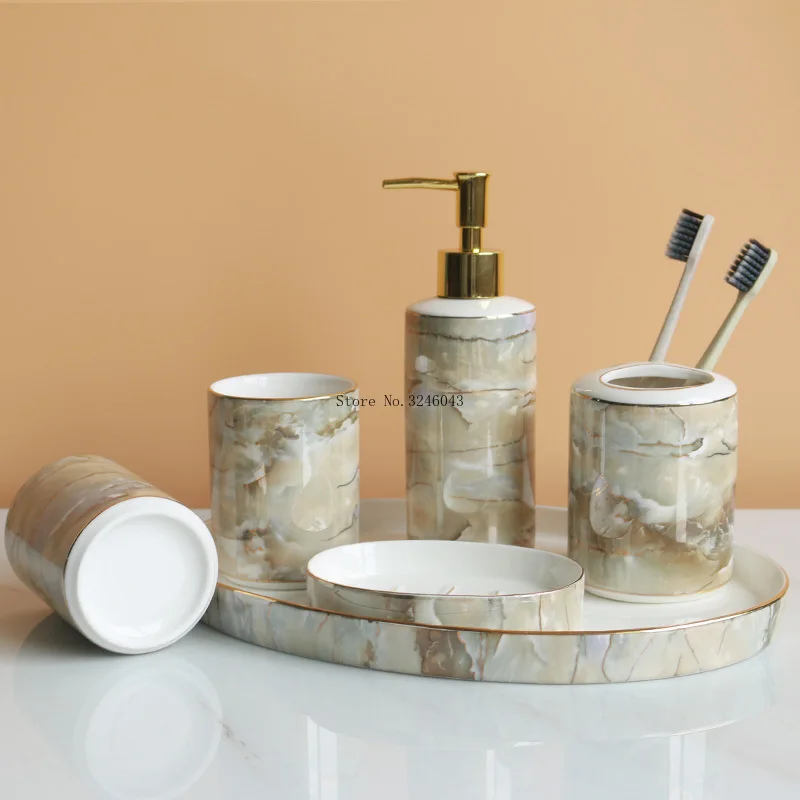 Роскошный керамический светильник в европейском стиле для мытья ванной комнаты, набор для украшения ванной комнаты из шести предметов
