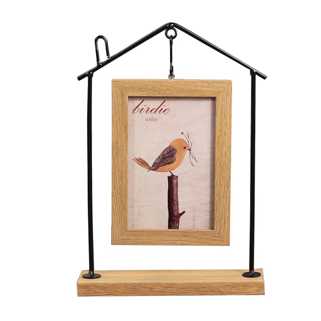 Antique Iron Art Tilt Swing Swivel Picture Frame Retro 4"x 6" Wooden