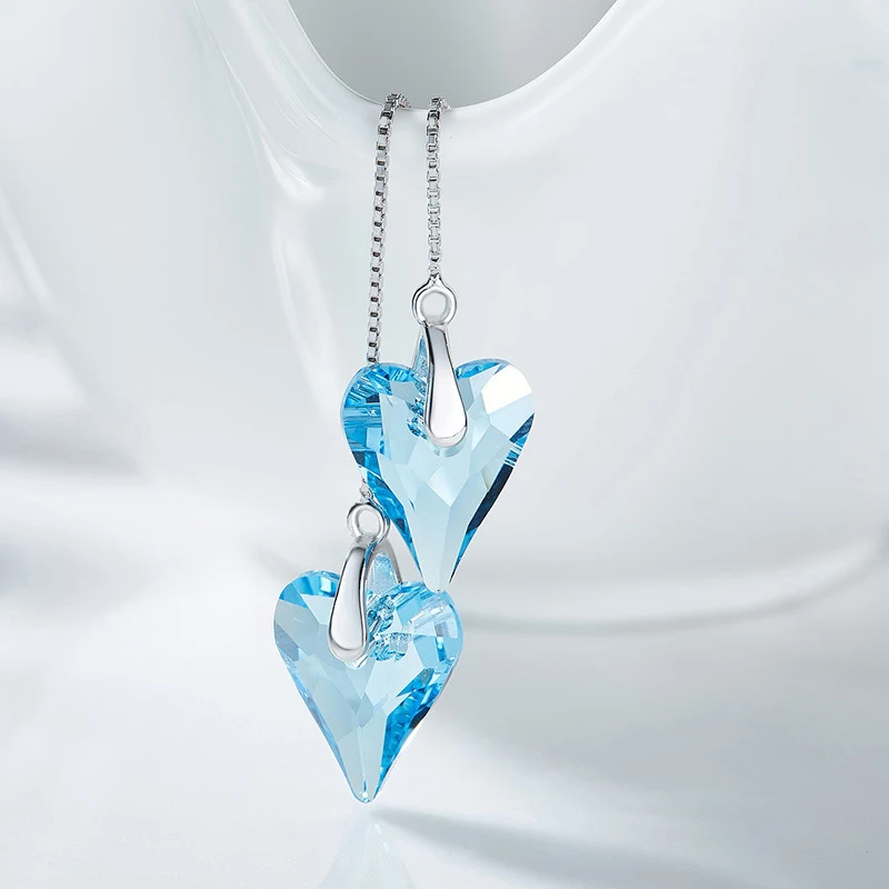 

Embellished with crystals from Swarovski Drop Earrings for Women/Girls 925 Sterling Silver Heart Shape