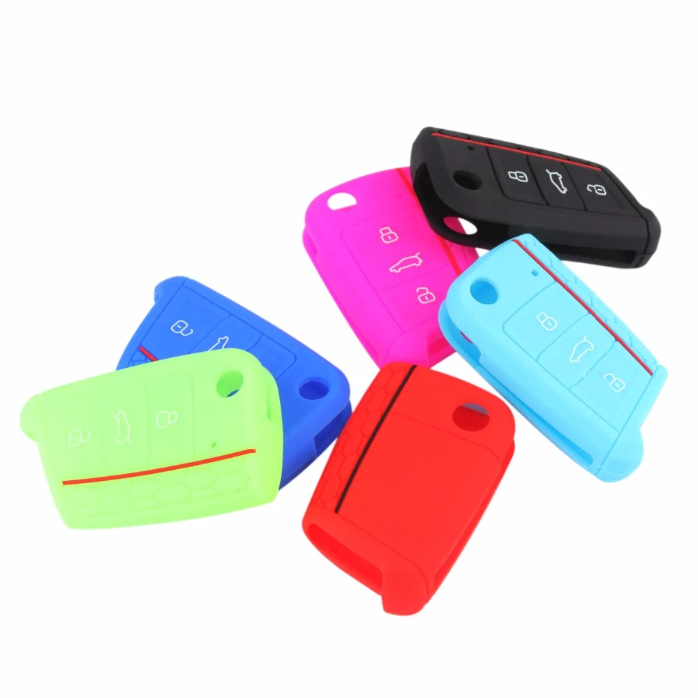 Silicone 3 Buttons Key Case Cover For Volkswagen VW Golf 7 mk7 for Skoda Octavia A7