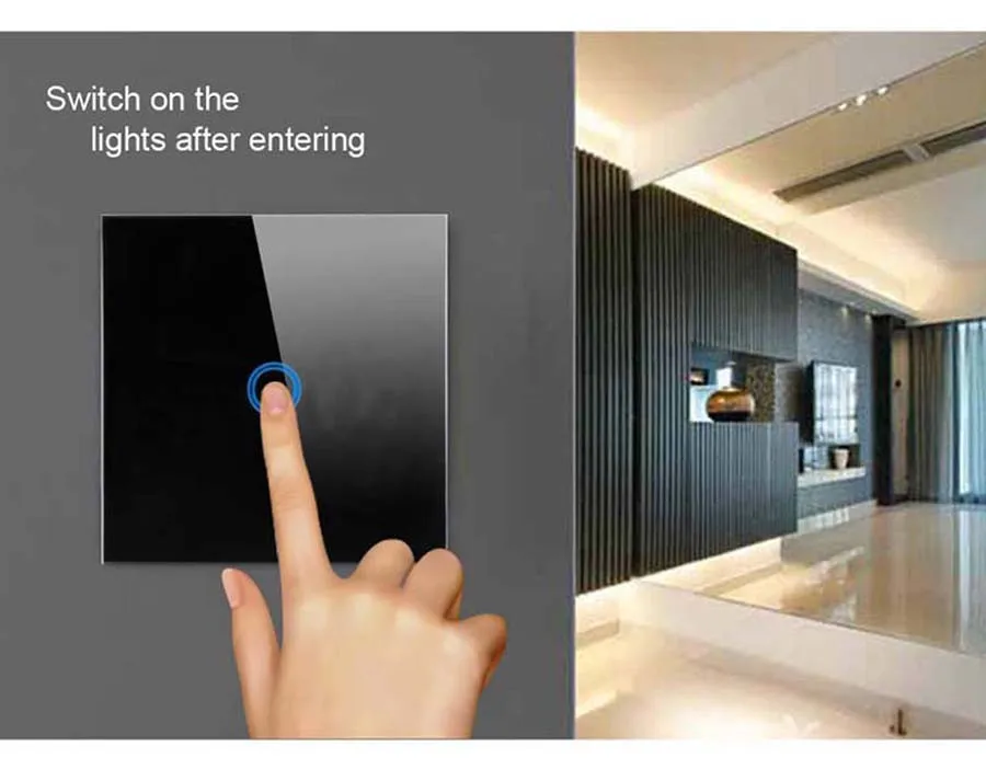 2-Touch Switch-Light Switch-Touch Switch-Wall Light Switches-Fireproof Crystal Glass Panel-Wall Mounted Switch-for Home Hotels