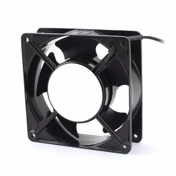 

AC220V-240V 0.14A 2 Wired Black Metal 5 Flabellums Axial Cooling Fan Cooler Radiator Heat Sink w Cover GH12038