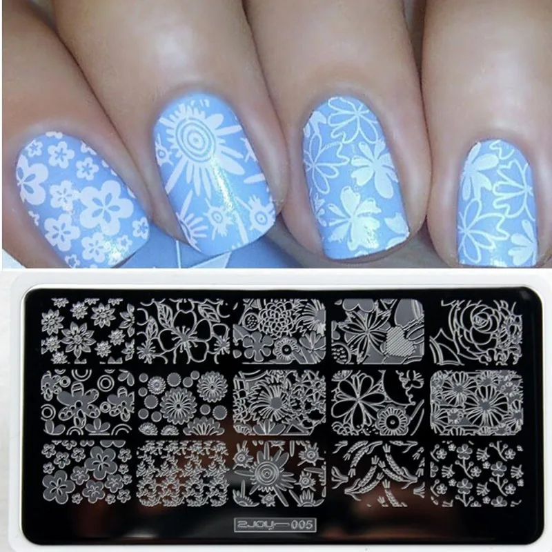 

Zjoy-series 1pc Nail Template Plates Nail Art Stamping Printing Tool Flowers Love Design Stamp Image Transfer Manicure #005