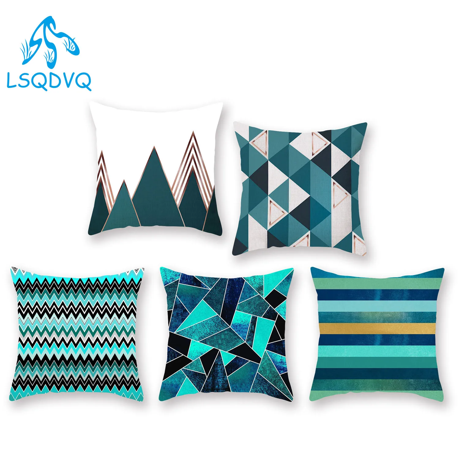 

Decorative Throw Pillows Case Green Geometric Polyester Sofa Cushion Cover for Car Home Sofa Funda Cojines 45x45cm