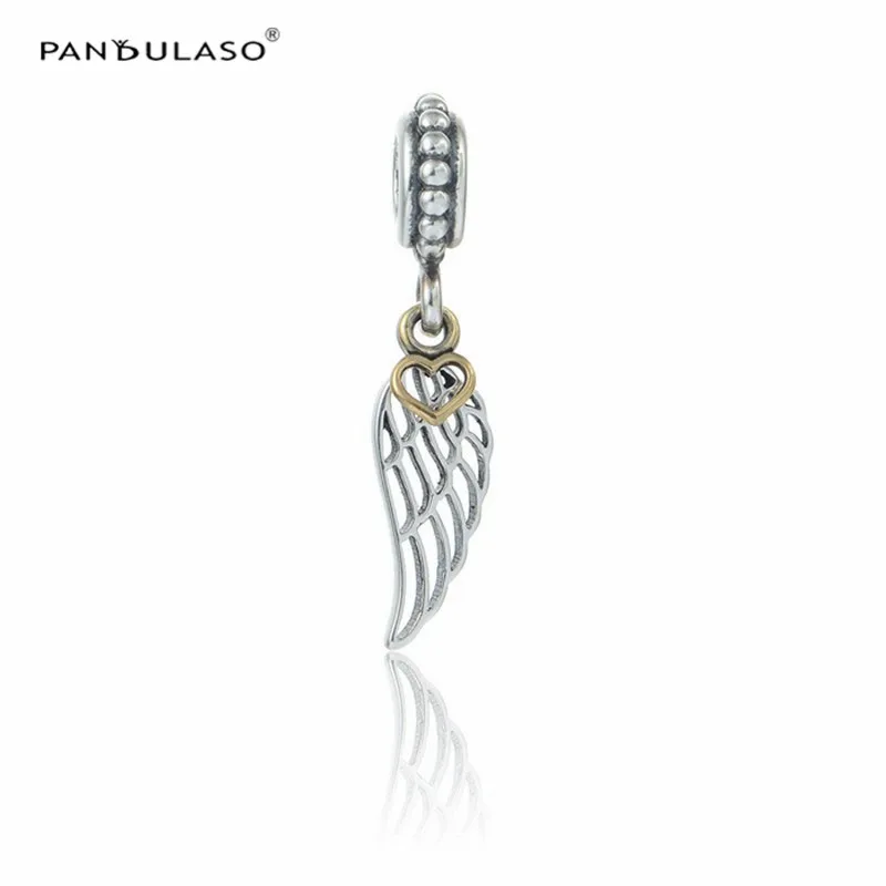 

925 Sterling Silver Jewelry Charms Beads Fits European Charm Bracelet & Choker Feather & Heart Dangle Bead Women DIY Jewelry