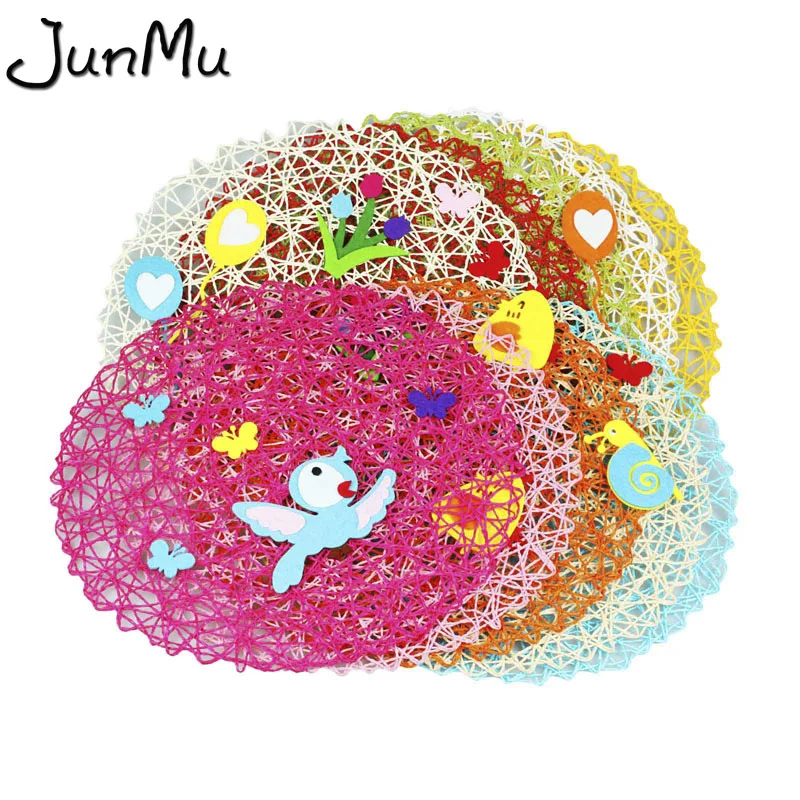 

38cm Paper Rope Mesh Round Table Placemats Home Kitchen Decoration Pads
