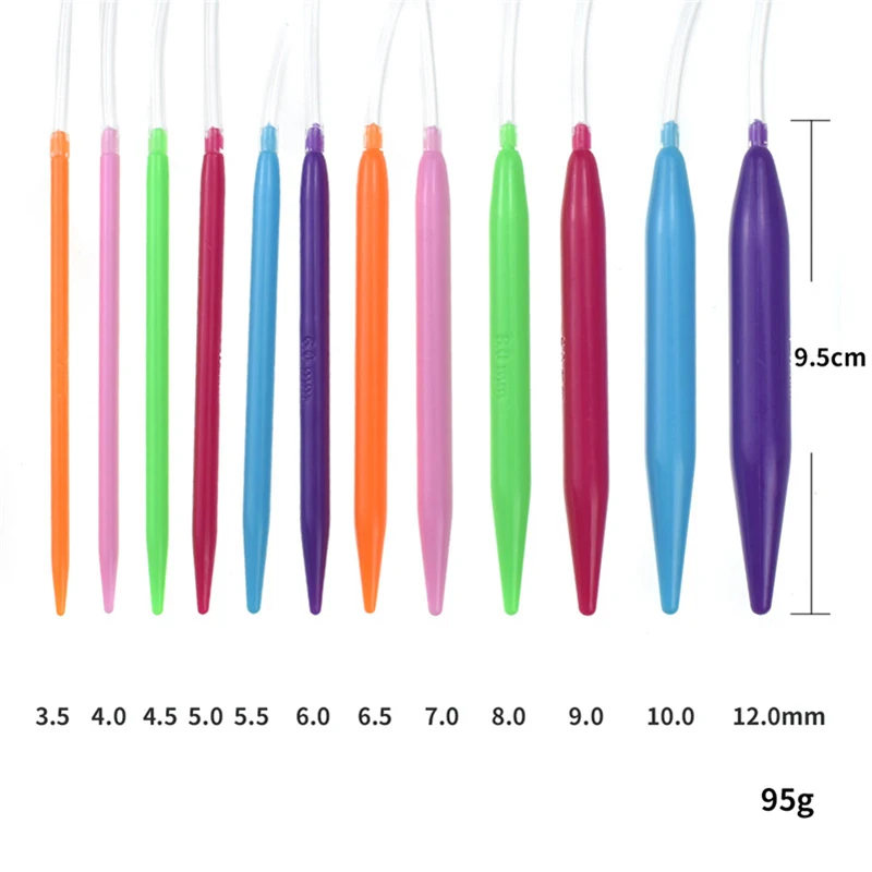 12 шт. круговые спицы для вязания крючком 3,5 мм-12 мм трубчатые спицы для спиц круговые инструменты для вязания KN020