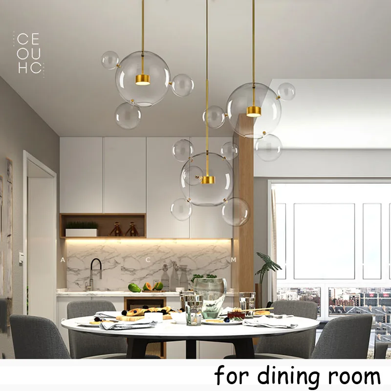 Modern Creative Glass Bubble Pendant Light Contemporary Hanging Clear Glass Bubble LED Pendant Lamp Indoor Lighting Fixture (3)