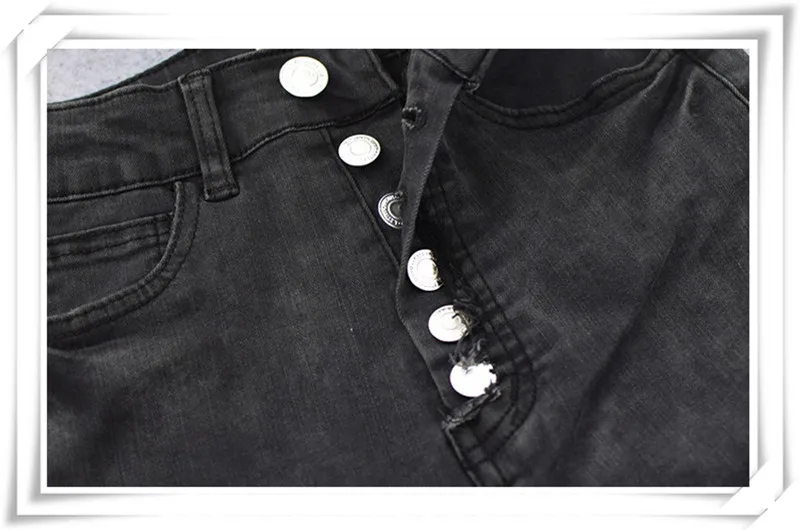 European and American women's wear high-waisted black super stretch acid-washed jeans and short leg trousers cross border women's wear (10)