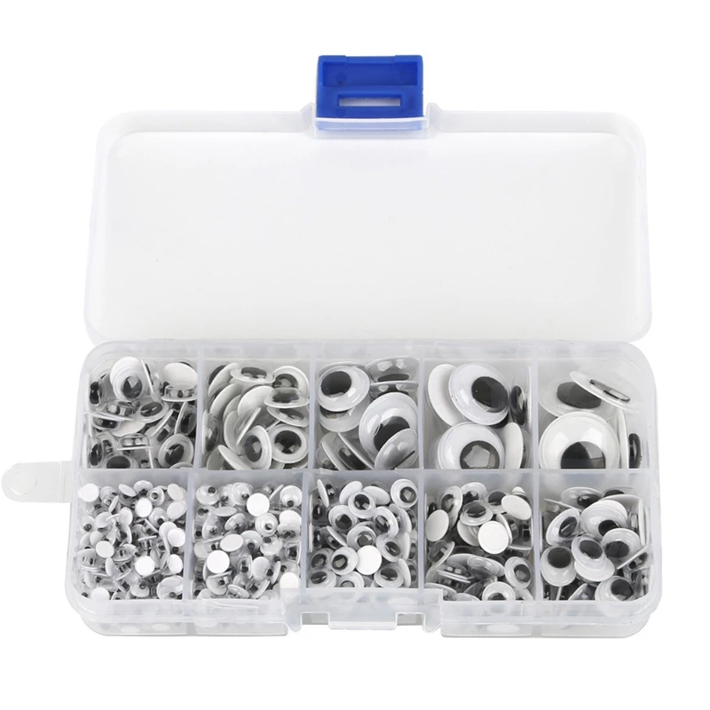 

10 Grid Boxed 600Pcs Self-Adhesive Mixed Random Approx 4-15Mm Dolls Eye For Toys Googly Eyes Used For Doll Accessories Diy Cra