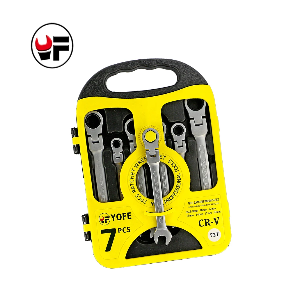 

YOFE 7PCS/set Flexible Ratchet Spanner Combination wrench set ratchet handle tool ratchet skate tools Plastic frame spanner set