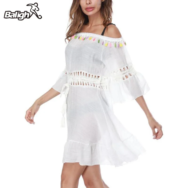 

Bare Shoulder White handmade crochet lace women blouses shirts beach cover up patchwork loose batwing sleeve blouse
