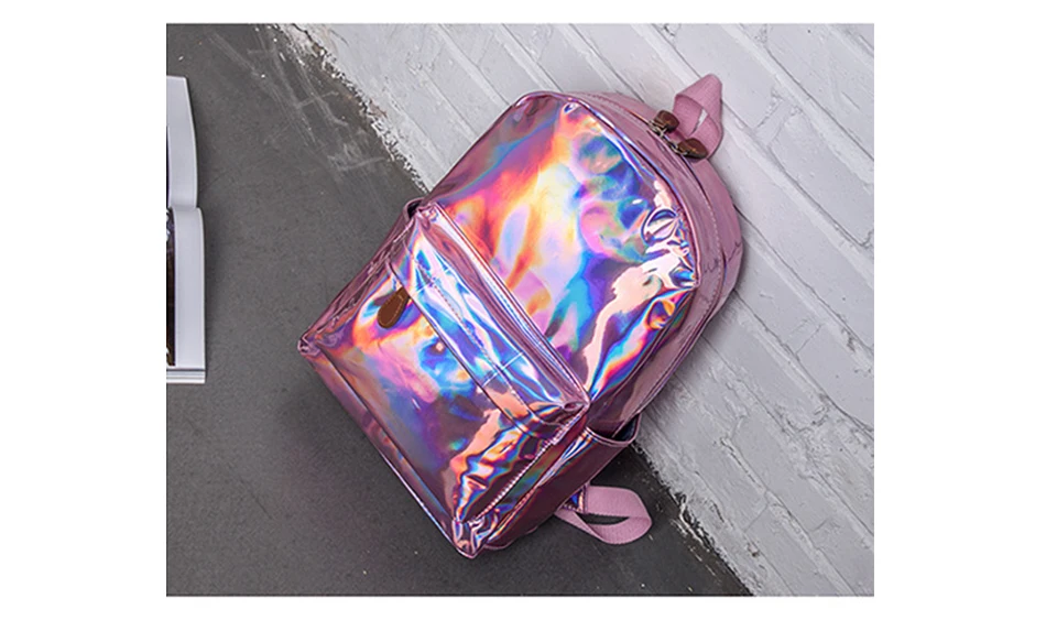 AIREEBAY женский голографический рюкзак, женские мягкие лазерные рюкзаки из искусственной кожи для путешествий, школьные сумки с серебряной голограммой для девочек-подростков