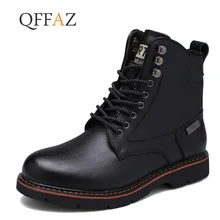 QFFAZ/высококачественные осенние мужские ботинки из натуральной кожи; зимние водонепроницаемые ботильоны; мотоботы; уличные рабочие ботинки