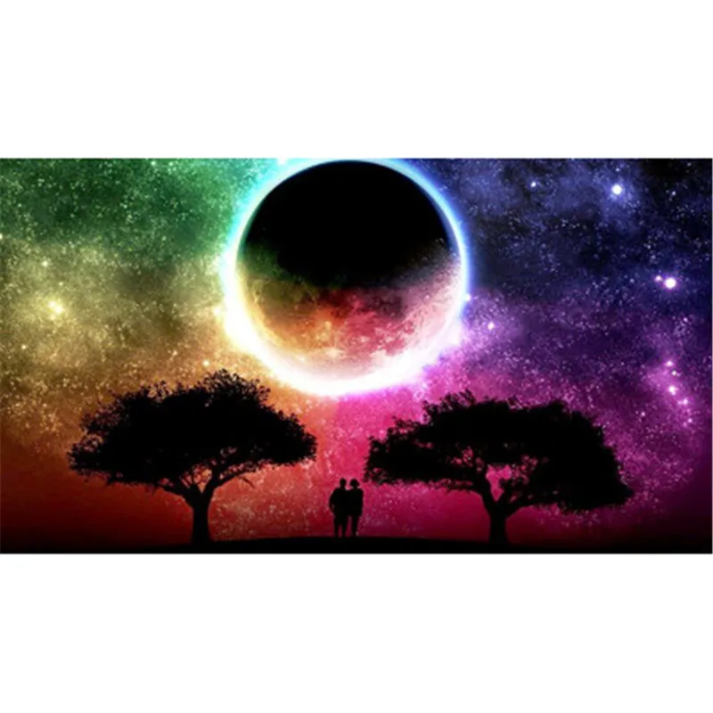 

Diamond Embroidery Cross Stitch Diamond Painting Mosaic Moonlight Landscape Tree 5D DIY Full Square Rhinestone Home Decor Gift